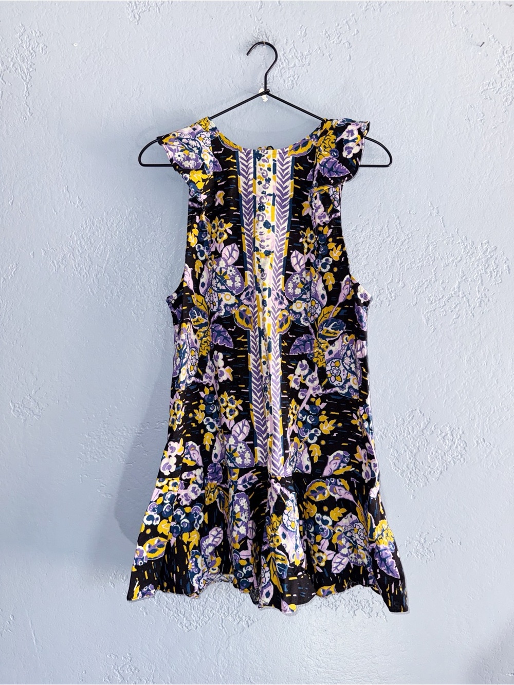 Free People Linen Blend Sleeveless Floral Swing Dress Size Medium